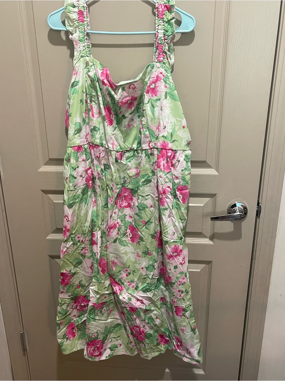 NWOT- Torrid Pink and Green Floral Smocked Dress